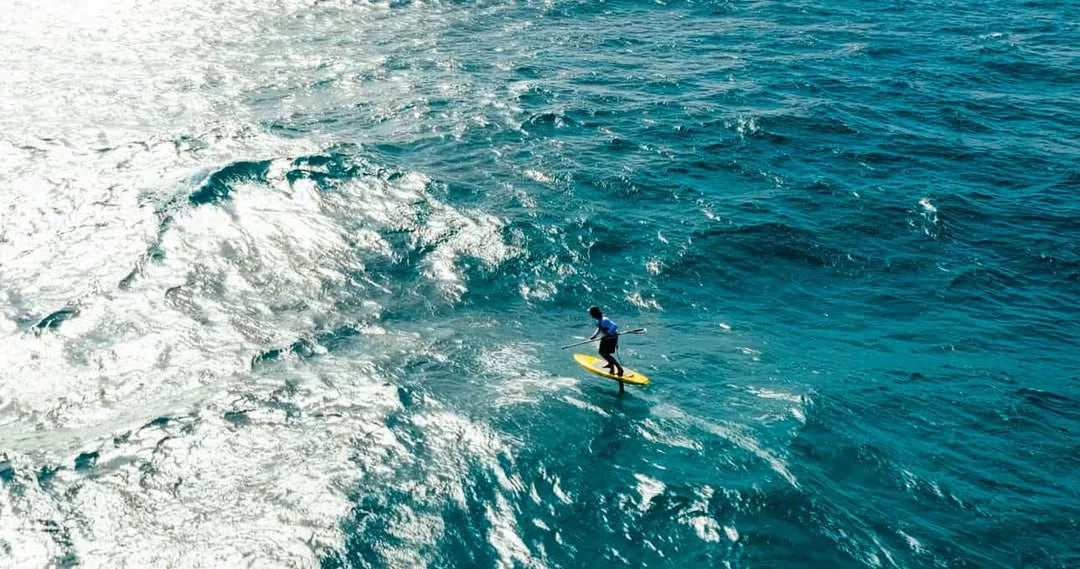 Josh Ku Completes Bali to G-Land Foil Crossing | Amos Shapes