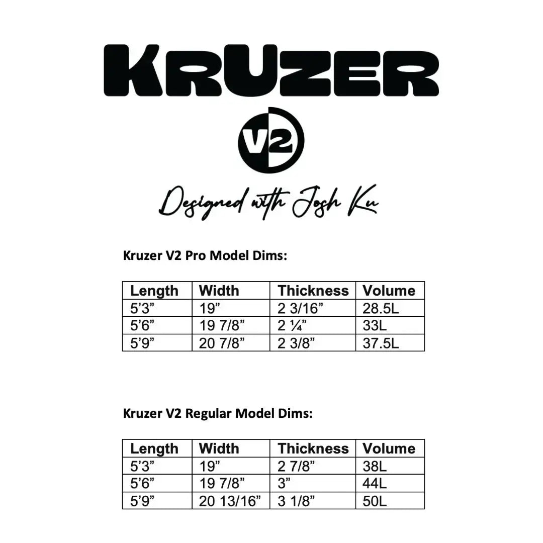 Amos Shapes KrUzer V2 | Mid Length Foilboard dimensions chart