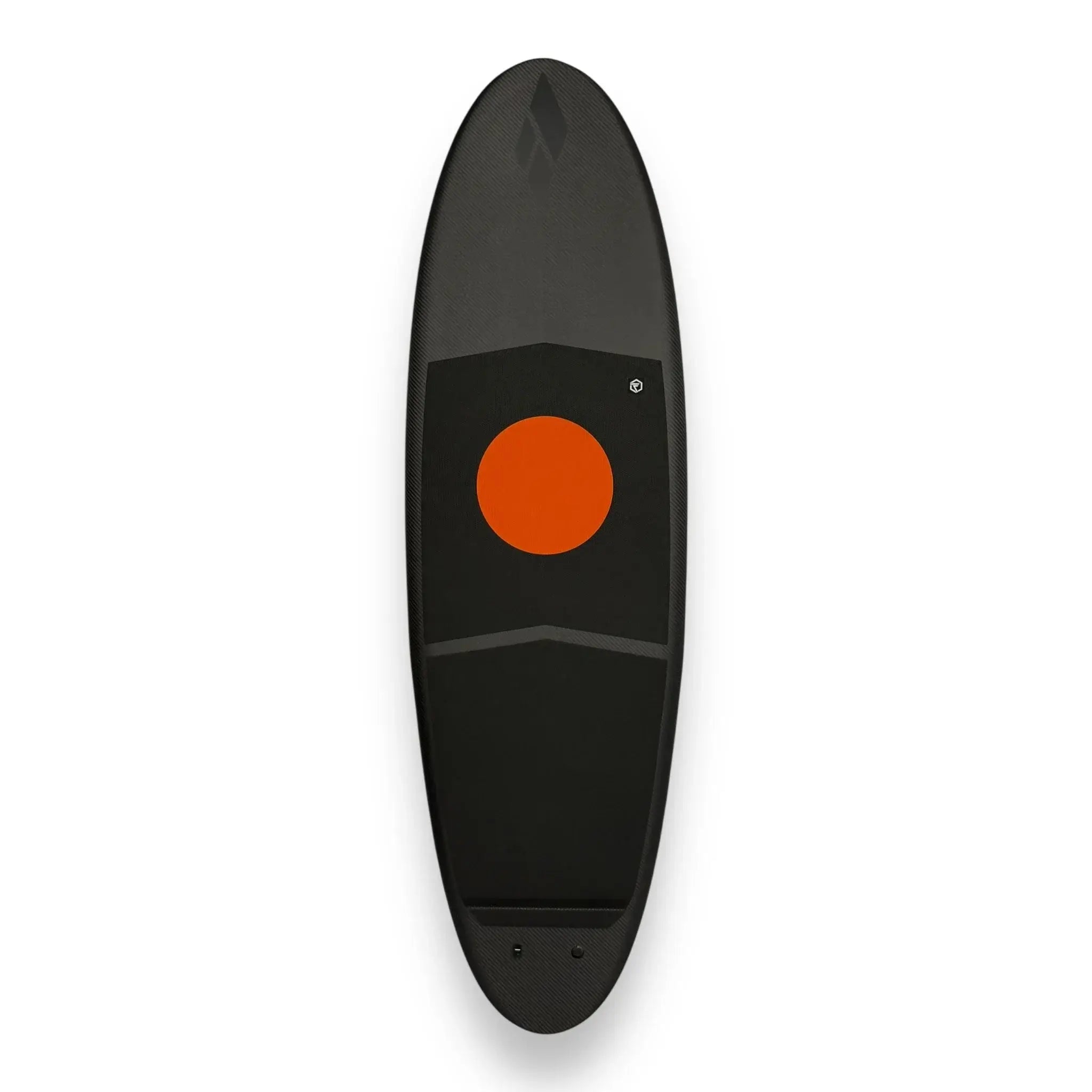 Amos Shapes KrUzer Parawing carbon foilboard deck view with Foil Tec orange traction