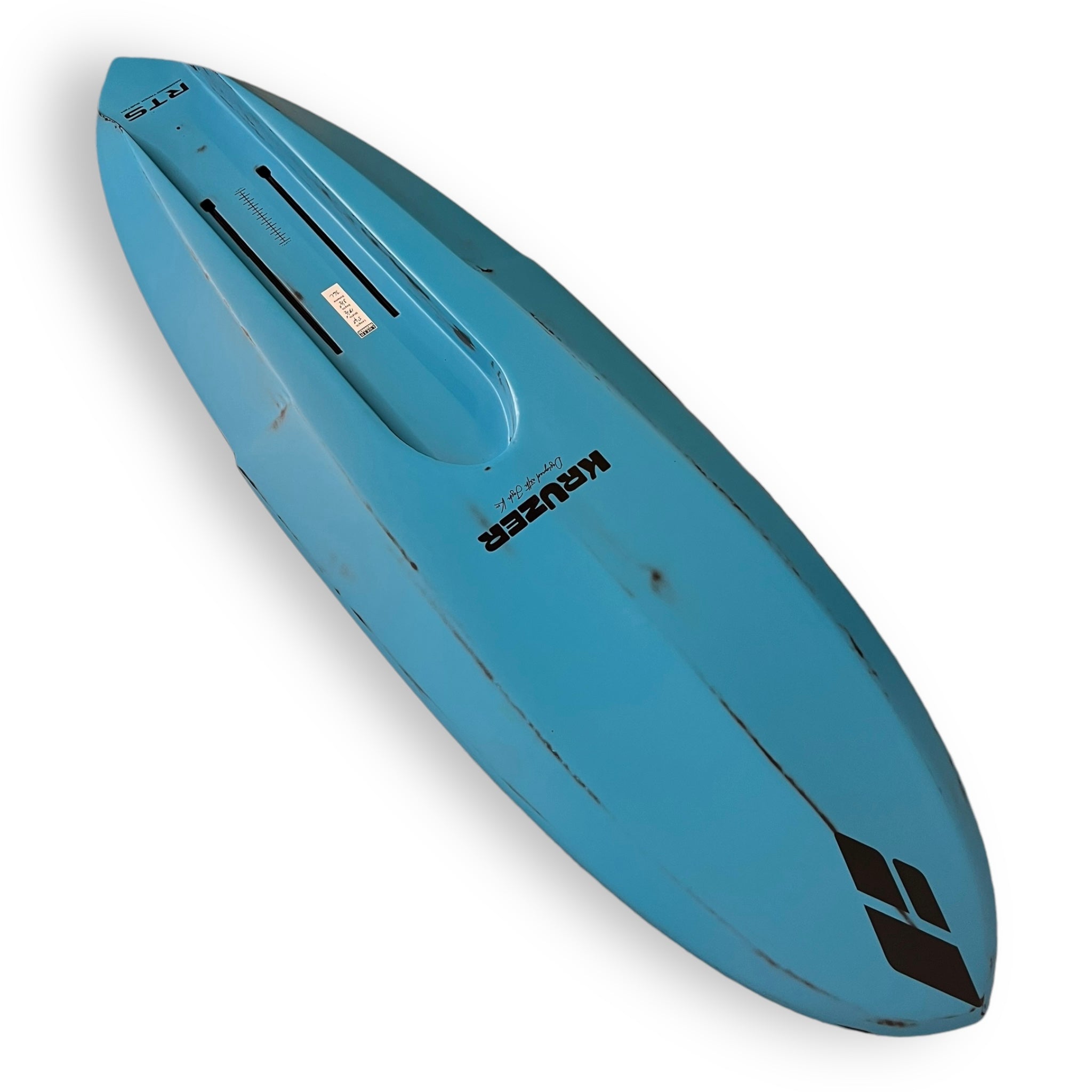 Kruzer RTS Foil Drive board base in blue with black Amos Shapes Logos