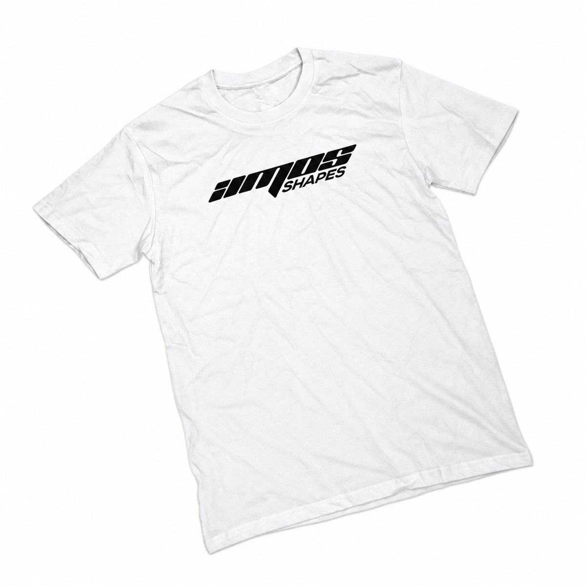 Amos Shapes T-shirt in white – organic cotton tee with black logo