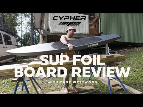 Amos Shapes team rider Zane Westwood video review of the Cypher downwind SUP carbon foilboard in his property's front yard  